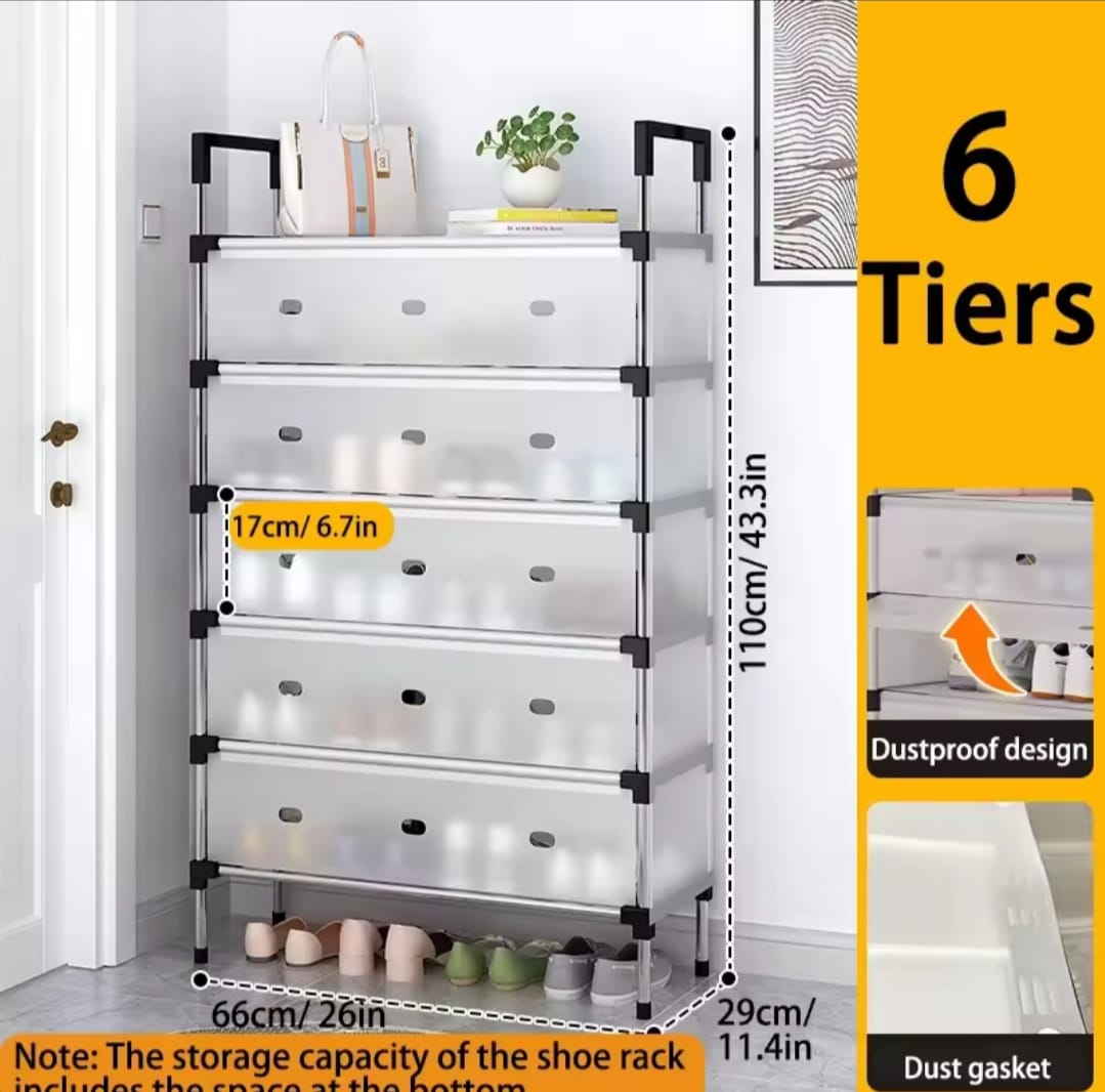 Multi-Layer Dustproof Shoe Rack – Foldable Space-Saving Organizer