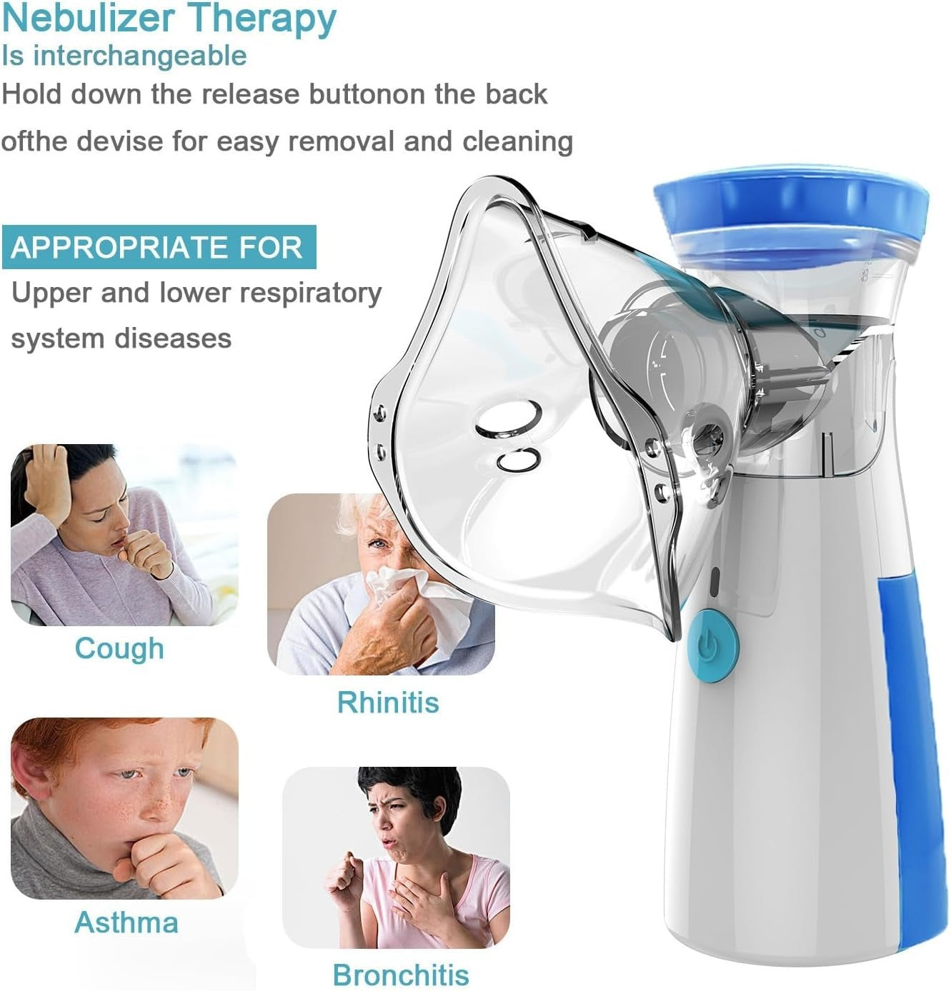 Portable Mesh Nebulizer – Instant Relief for Breathing Difficulties (Quiet & Handheld)