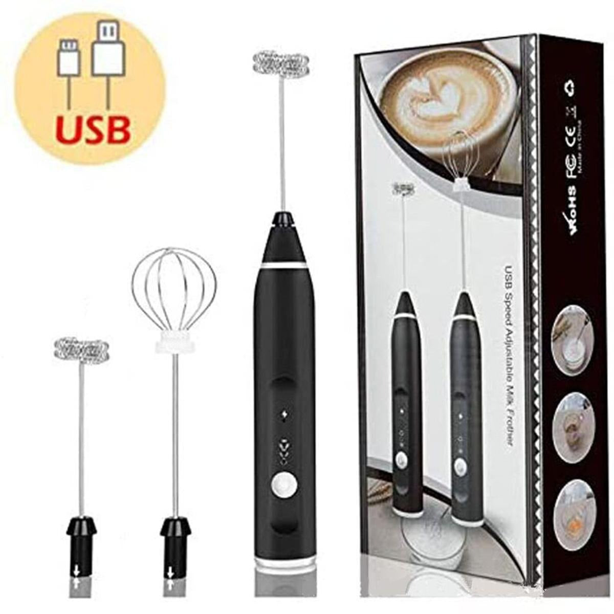 2-in-1 Rechargeable Coffee Beater & Egg Whisker – 3-Speed Electric Milk Frother and Hand Mixer
