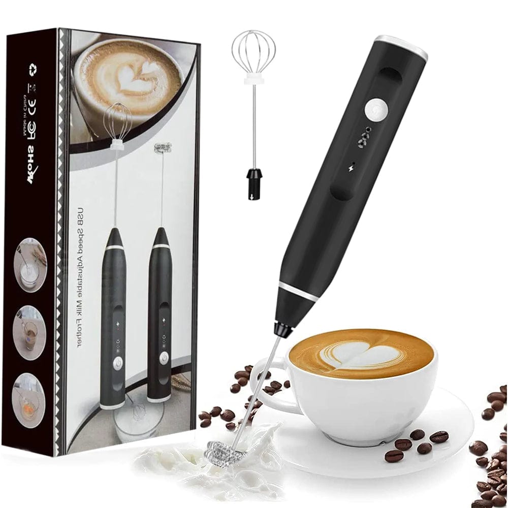 2-in-1 Rechargeable Coffee Beater & Egg Whisker – 3-Speed Electric Milk Frother and Hand Mixer